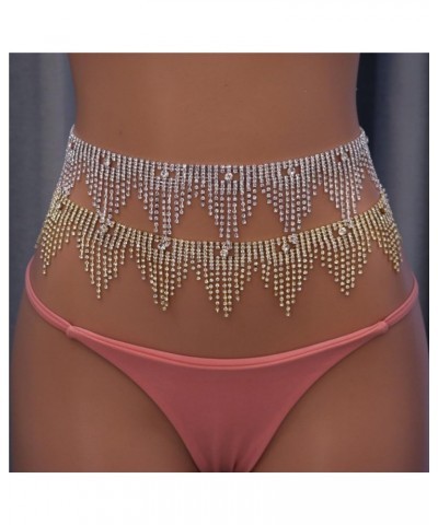 Rhinestone Fringe Tassels Waist Chains Belly Chain Bikini Body Chains Belt for Women Party Nightclub Gold $10.74 Body Jewelry