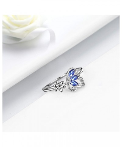 Butterfly Jewelry,Women 925 Sterling Silver Butterflies Birthstone Pendant Necklace/Earrings/Rings Wedding Gift L.December-ri...