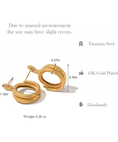 Chunky 18K Gold Ear Cuffs Earrings For Women, Hollow Lightweight Earrings Trendy Thick Gold Jewelry -1 Pairs Snake Stud Earri...