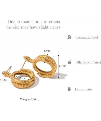 Chunky 18K Gold Ear Cuffs Earrings For Women, Hollow Lightweight Earrings Trendy Thick Gold Jewelry -1 Pairs Snake Stud Earri...