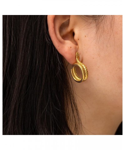 Chunky 18K Gold Ear Cuffs Earrings For Women, Hollow Lightweight Earrings Trendy Thick Gold Jewelry -1 Pairs Snake Stud Earri...