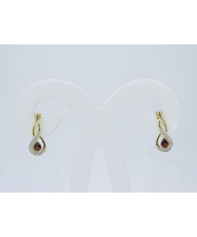 5X4 MM Each Pear Gemstone & Round Diamond Ladies Infinity Teardrop Earrings, Available In 10K/14K/18K Gold Garnet in 10K Yell...