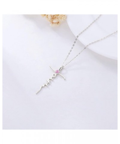 Faith Necklace for Women Birthstone Necklace Sterling Silver Cross Pendant Necklace Christian Religious Jewelry Gifts Cross J...