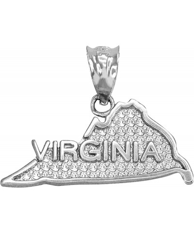 .925 Sterling Silver Dangling USA American State Map with Star Texture Charm Pendant - Choice of State Virginia $11.00 Pendants