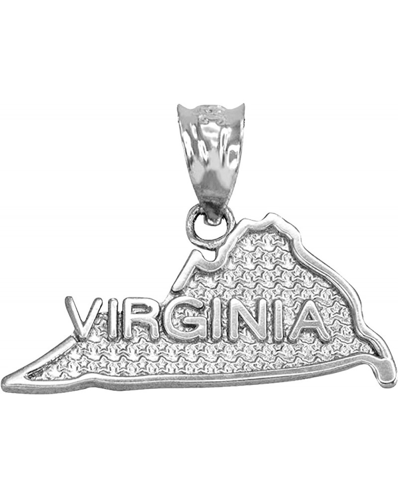 .925 Sterling Silver Dangling USA American State Map with Star Texture Charm Pendant - Choice of State Virginia $11.00 Pendants