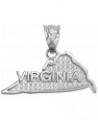 .925 Sterling Silver Dangling USA American State Map with Star Texture Charm Pendant - Choice of State Virginia $11.00 Pendants