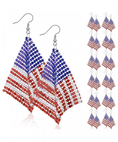 12 Pairs 4th of July American Flag Earrings Pride Independence Day Drop Dangle Earrings Patriotic Earrings Hook Earrings for ...