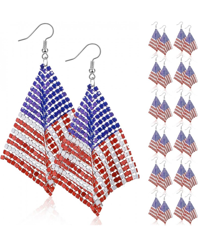 12 Pairs 4th of July American Flag Earrings Pride Independence Day Drop Dangle Earrings Patriotic Earrings Hook Earrings for ...