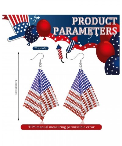 12 Pairs 4th of July American Flag Earrings Pride Independence Day Drop Dangle Earrings Patriotic Earrings Hook Earrings for ...