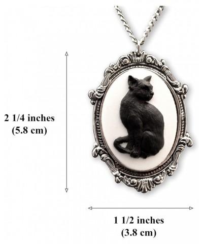 Black Cat Cameo in Antique Silver Finish Pewter Frame Pendant Necklace $9.43 Necklaces