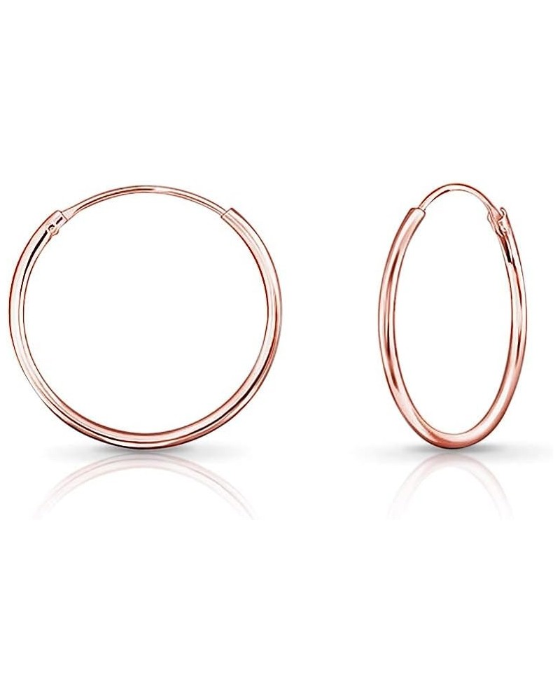 925 Sterling Silver 18K Rose Gold Plated TINY/SMALL/MEDIUM/LARGE Endless Hoops/Sleepers Earrings - Thickness 1.2 mm - Outer D...