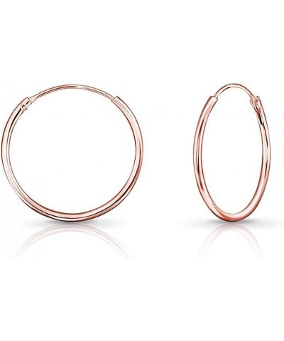 925 Sterling Silver 18K Rose Gold Plated TINY/SMALL/MEDIUM/LARGE Endless Hoops/Sleepers Earrings - Thickness 1.2 mm - Outer D...