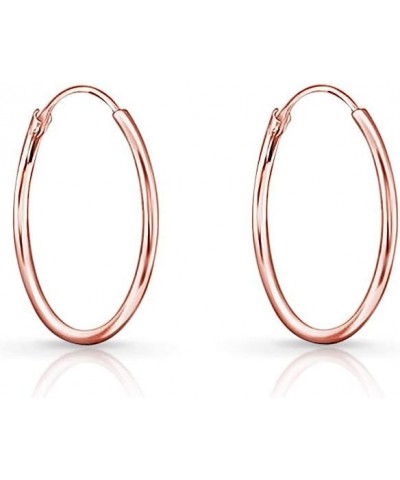 925 Sterling Silver 18K Rose Gold Plated TINY/SMALL/MEDIUM/LARGE Endless Hoops/Sleepers Earrings - Thickness 1.2 mm - Outer D...