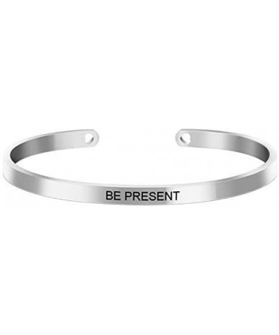 Stainless Steel Inspiration Mantra Cuff Bangle Bracelet Graduation Gift Be Present $9.52 Bracelets