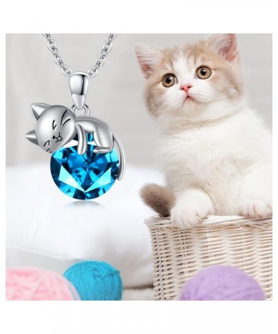 Cat Necklace wih Bithstone 925 Sterling Silver Cat Pendan Necklace Gift for Women December $31.26 Necklaces