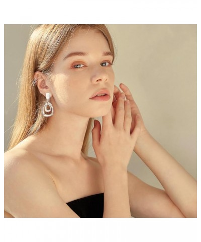 Gold Clip On Drop Earrings for Women Non Piercing Dangle Earrings Fashion Jewelry Silver-Clip E $9.35 Earrings