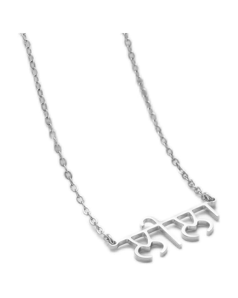 925 Sterling Silver Personalized Punjabi Name Necklace Custom Engraved Delicate Hindu Nameplate Indian Jewelry Silver $21.41 ...