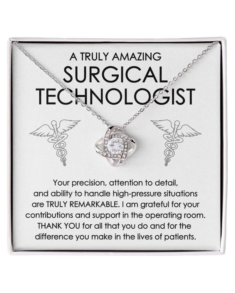 Surgical Technologist Necklace Silver Plated Love Knot Standard - Your Precision, Attention To Detail - Operating Room Techni...