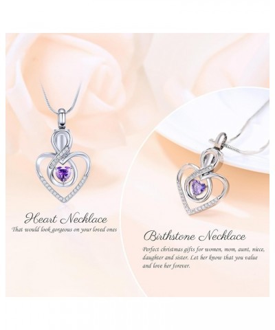 Infinity Heart Urn Necklace for Women Cremation Jewelry Birthstone Pendant Necklace Memorial Keepsake Jewelry Urn Gift for Wo...