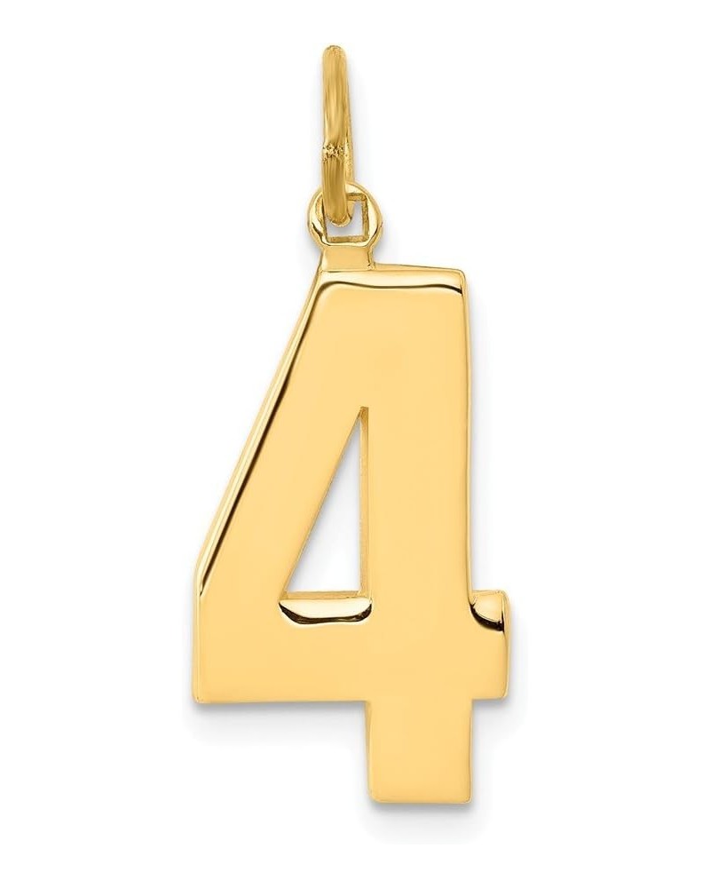 Solid 14k Yellow Gold Casted Large Number 4 Charm Pendant - 25mm x 10mm $84.96 Pendants