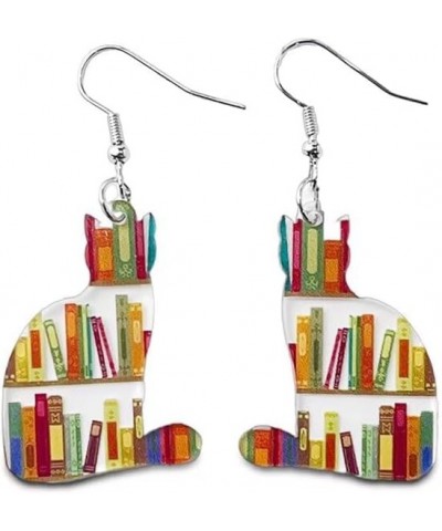 Animals Bookcase Earrings Cat Dog Book Dangle Earrings Cute Butterfly Rabbit Earrings Bookshelves Earrings For Women Book Lov...