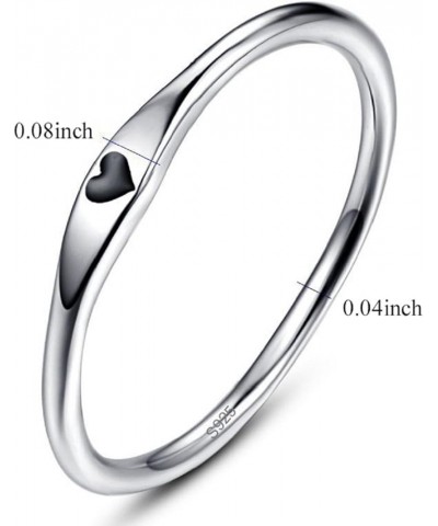 925 Sterling Silver Simple Carve Heart Wedding Band Stackable Promise Ring for Her Size 5-10 5.5 3 PCS Silver-Black&Rose Gold...