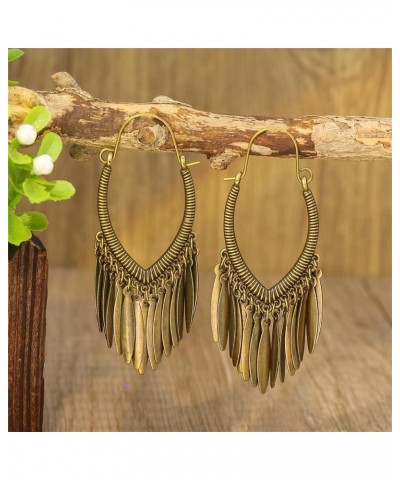 Bohemian Earrings Vintage Antique Retro Earrings Handmade Bohemian Vintage Bronze Tassel Geometry Earrings for Women Handmade...