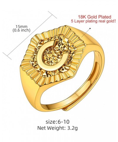 Gold Initial Letter Signet Ring, GoldChic Jewelry Women Trendy Statement Rings Women's Initials Ring for Party Letter C $10.3...