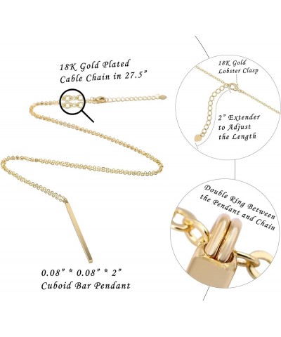 Long Disc Pendant Necklace for Women 18K Gold Plated Sweater Chain Fashion Jewelry 2.Vertical Bar $13.19 Necklaces