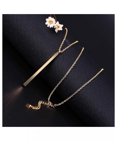 Long Disc Pendant Necklace for Women 18K Gold Plated Sweater Chain Fashion Jewelry 2.Vertical Bar $13.19 Necklaces