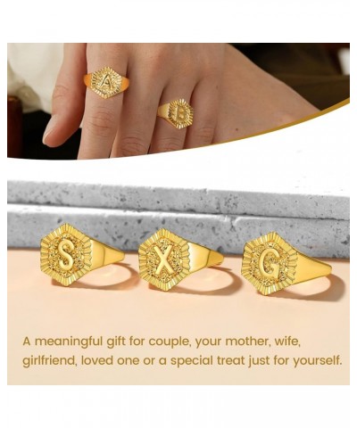 Gold Initial Letter Signet Ring, GoldChic Jewelry Women Trendy Statement Rings Women's Initials Ring for Party Letter C $10.3...