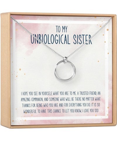 Unbiological Sisters Gift Necklace: Present for Bonus Sister, Soul Sister, Best Friend Linked Circles Silver $25.49 Necklaces