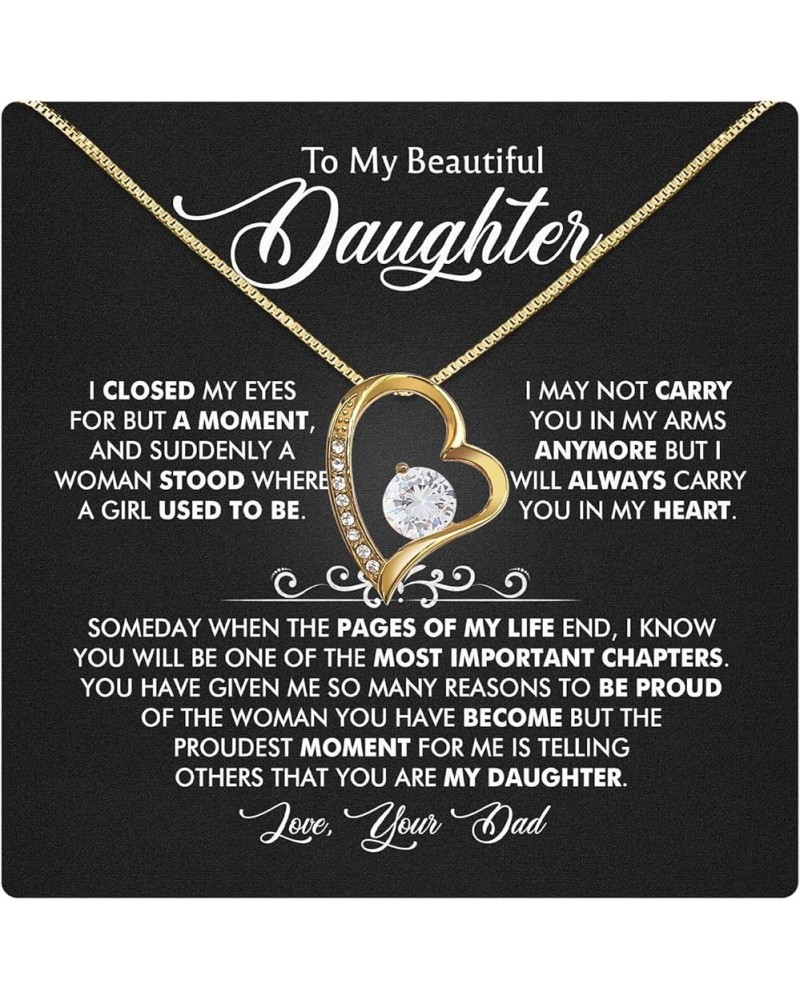 To My Daughter Necklace From Dad With Heartfelt Message & Elegant Box, Father Daughter Gifts from Dad, Birthday Gift for Daug...