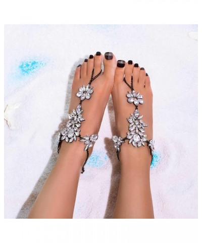 Rhinestone Anklet Crystal Barefoot Sandals Foot Chain Pearl Anklets Foot Chain Beach Foot Charm Jewelry for Women and Girls $...