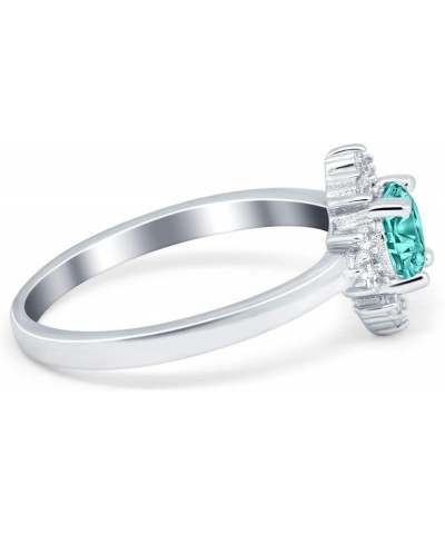 Art Deco Halo Wedding Engagement Ring Round Simulated Cubic Zirconia 925 Sterling Silver Simulated Paraiba Tourmaline CZ $15....