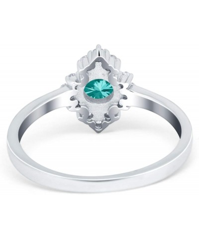 Art Deco Halo Wedding Engagement Ring Round Simulated Cubic Zirconia 925 Sterling Silver Simulated Paraiba Tourmaline CZ $15....