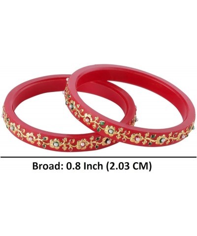 Fashion Jewelry Indian Bollywood Crystal Rhinestone Floral Wedding Bridal Bracelet Bangle Set Royal Maroon (Set of 2 Pcs) 2-8...