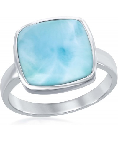 925 Sterling Silver Natural Larimar Ring Oval/Round/Heart/Square/Filigree Larimar Gemstone High Polished Ring Square $32.39 R...