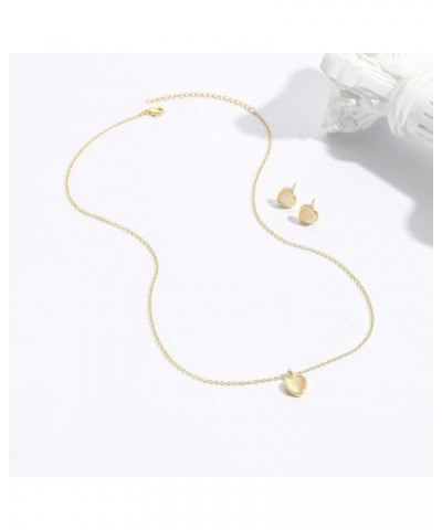 Love Heart Pendant Necklace Dainty Gold Necklace and Earrings SetCute Heart Pendant Necklace for Women White $4.67 Jewelry Sets