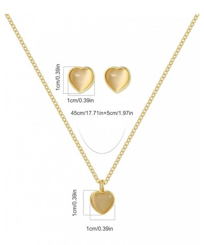 Love Heart Pendant Necklace Dainty Gold Necklace and Earrings SetCute Heart Pendant Necklace for Women White $4.67 Jewelry Sets