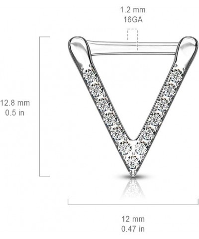 16GA 316L Stainless Steel Crystal Triangle Shaped Clicker Ring Silver Tone $9.26 Body Jewelry