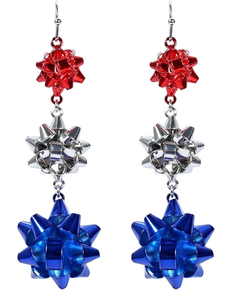 Red White Blue Patriotic Dangle Earrings July 4th Acrylic Tassel Beaded Star Stud Earring Jewelry Women Girls Fourth Independ...