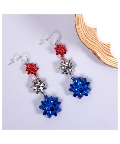 Red White Blue Patriotic Dangle Earrings July 4th Acrylic Tassel Beaded Star Stud Earring Jewelry Women Girls Fourth Independ...