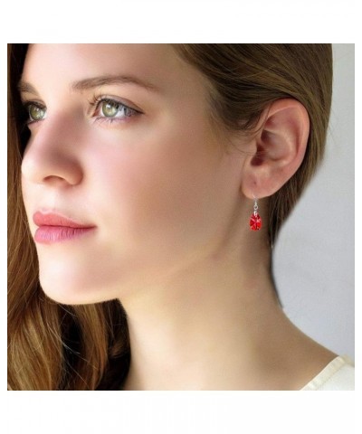 Teardrop Austrian Crystal Drop Dangle Earrings for Women 925 Sterling Silver Hook Hypoallergenic Jewelry Red $11.89 Earrings