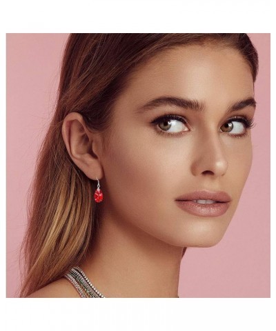 Teardrop Austrian Crystal Drop Dangle Earrings for Women 925 Sterling Silver Hook Hypoallergenic Jewelry Red $11.89 Earrings