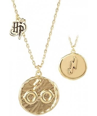 Wizarding World Officially Licensed Flash Plated Medallion Pendant Necklaces, Glasses and Deathly Hallows Designs, 16+2" Exte...