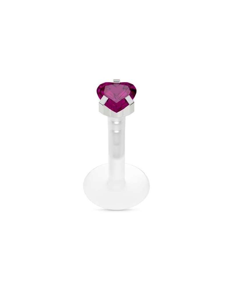 BioFlex Labret Style Nose Stud Ring Push Pin Heart Choose Your Color 16G Purple $8.31 Body Jewelry