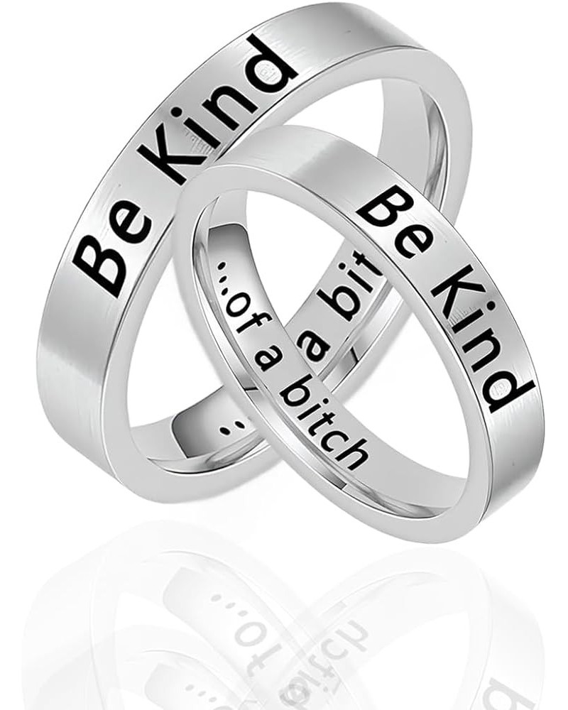 Be Kind Of A Bitch Ring, Women's Stainless Steel Inspirational Friendship Ring With Personalized Vows Card, Motivational Jewe...