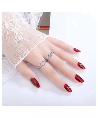 3pcs Set Womens Heart CZ Wedding Bands Engagement Ring Enhancer Adjustable Open Bridal Rings Platinum Plated Y1118 $7.27 Sets