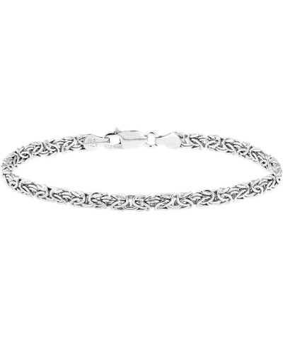 Italian 925 Sterling Silver 4mm Flat Byzantine Link Chain Bracelet for Women Teens, 925 Made in Italy Length 6.5 Inch + 0.5 E...